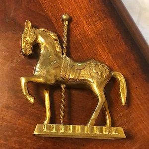 Vintage Solid Brass Carousel Horse Figurine